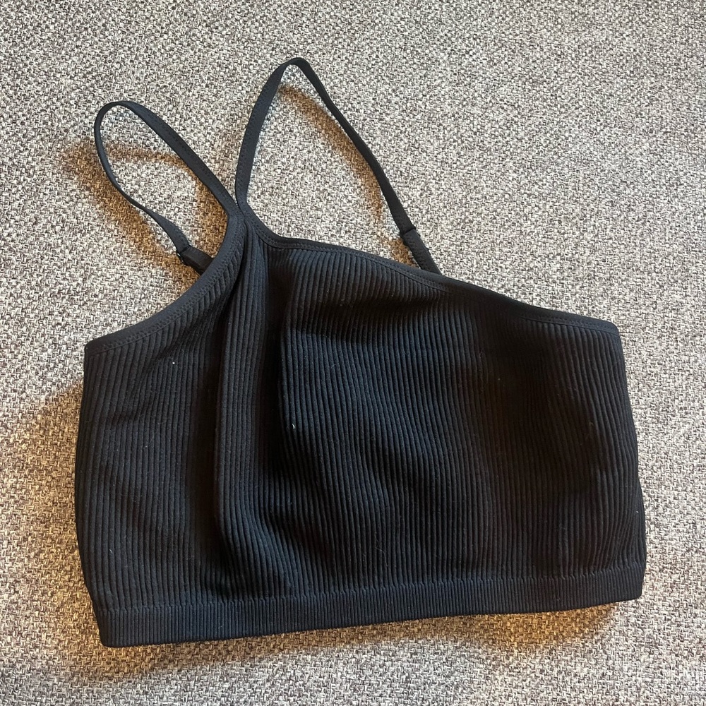 Aerie Black Ribbed Crop Top